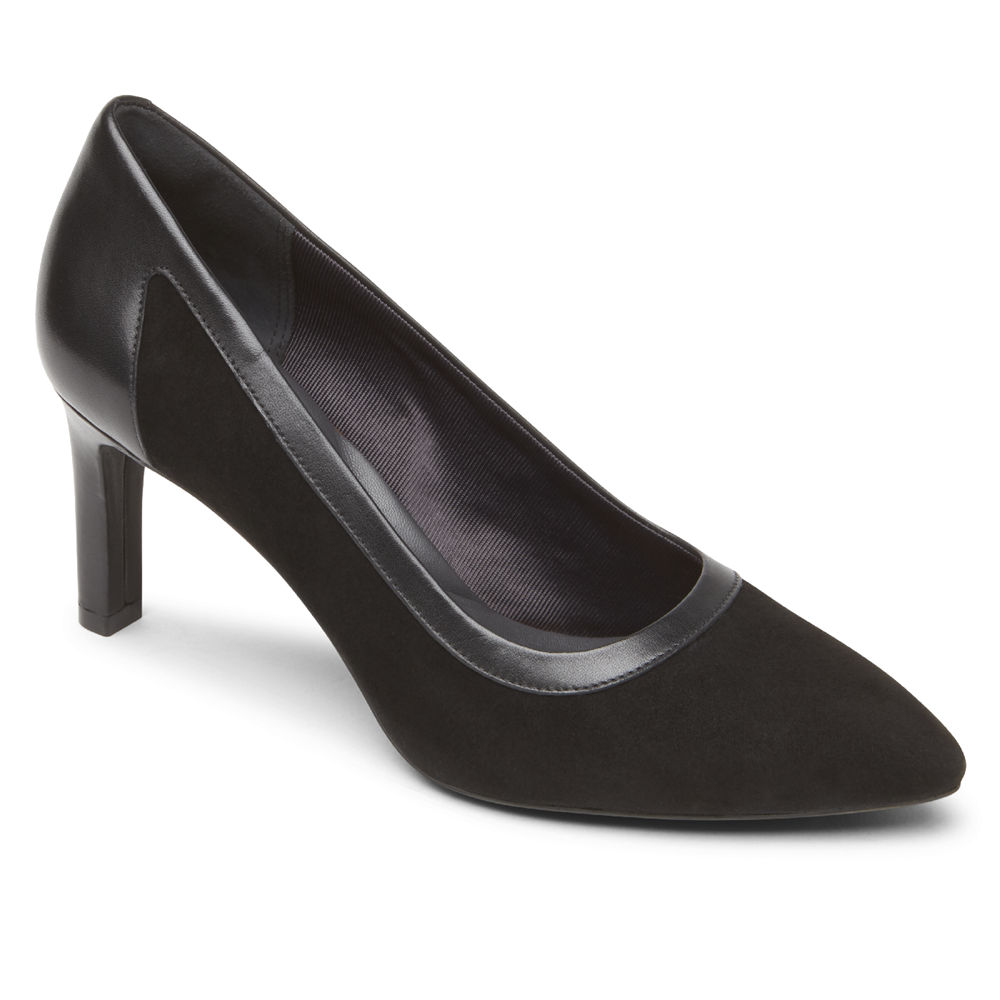 Womens Heels - Rockport Total Motion Valerie Luxe Pieced - Black - IXQT26804